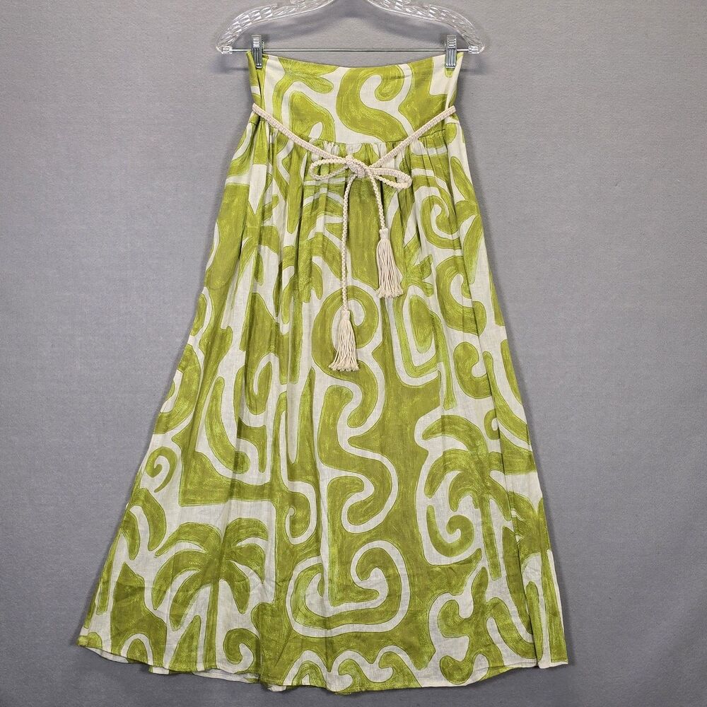 Christian  Siriano New York Long Maxi Skirt  Small lime green and off-white